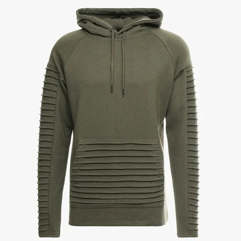 Mens Long Sleeve With Pleated Stripes Hoodies null