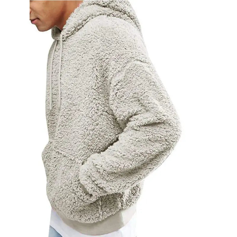 Autumn New Mens Warm Hoodie Fluffy Fleece Hooded Winter Sweatshirts Casual Long Sleeveless Sweatshirt Pullover Fashion null