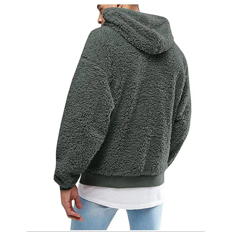 Autumn New Mens Warm Hoodie Fluffy Fleece Hooded Winter Sweatshirts Casual Long Sleeveless Sweatshirt Pullover Fashion null