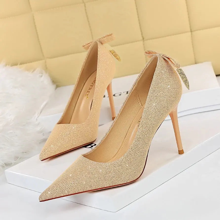 Ladies Stiletto High Heels Large Size Gold Shoes null