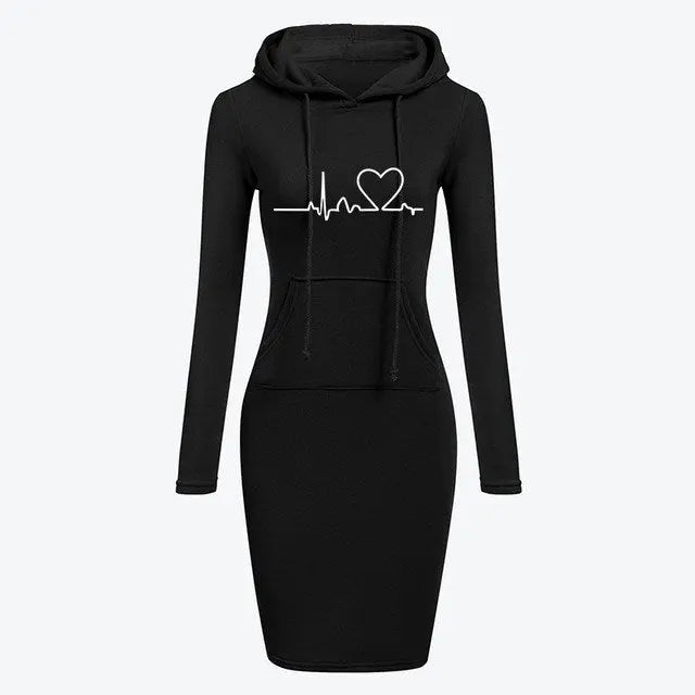 Autumn Winter Women Hoodies Sweatshirts Long-sleeved Dress null