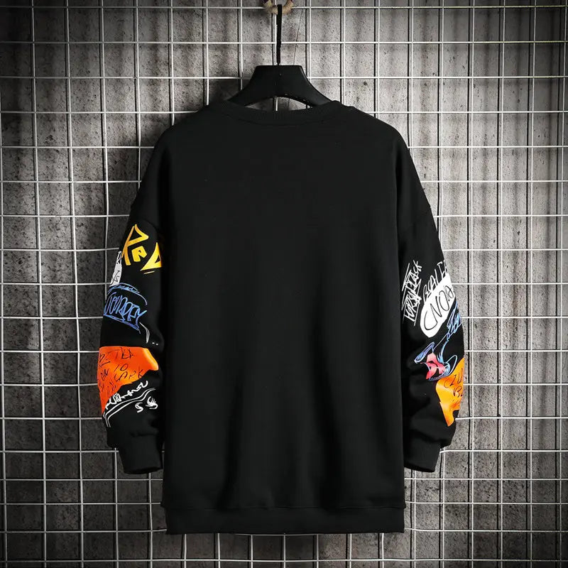 SingleRoad Mens Crewneck Sweatshirt Men Harajuku Oversized Japanese Streetwear Hip Hop Black Hoodie Men Sweatshirts Hoodies null