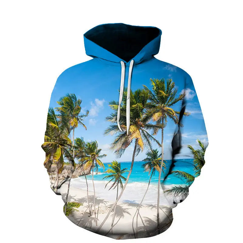 Beach Maple Leaf Couples Sport Sweaters Men And Women Casual Hoodies null