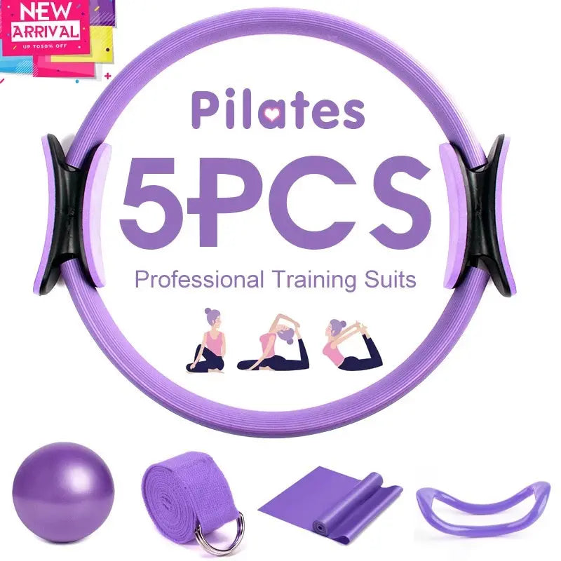 5PCS Yoga Ball Magic Ring Pilates Circle Exercise Equipment Workout Fitness Training Resistance Support Tool Stretch Band Gym null
