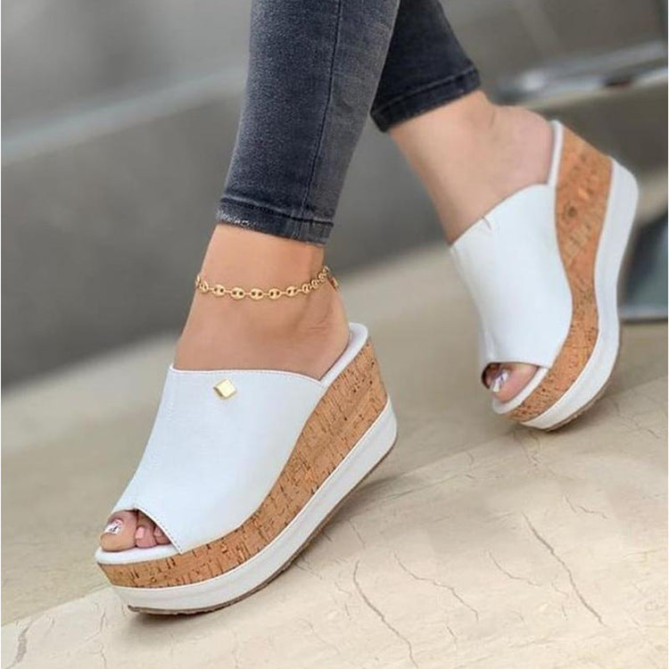 New Style Women's Shoes Wedge Heel Platform Ladies Slippers