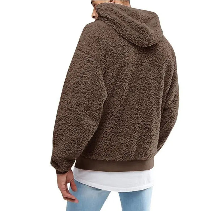 Autumn New Mens Warm Hoodie Fluffy Fleece Hooded Winter Sweatshirts Casual Long Sleeveless Sweatshirt Pullover Fashion null