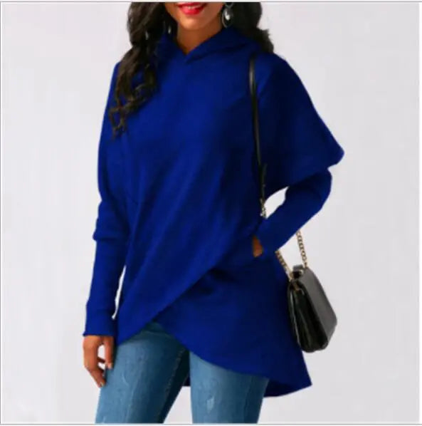 Autumn Winter Fleece Irregular Hoodie Sweatshirts null