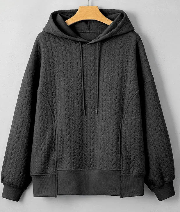 Twist Texture Solid Color Casual Hoodie Sweater Top null