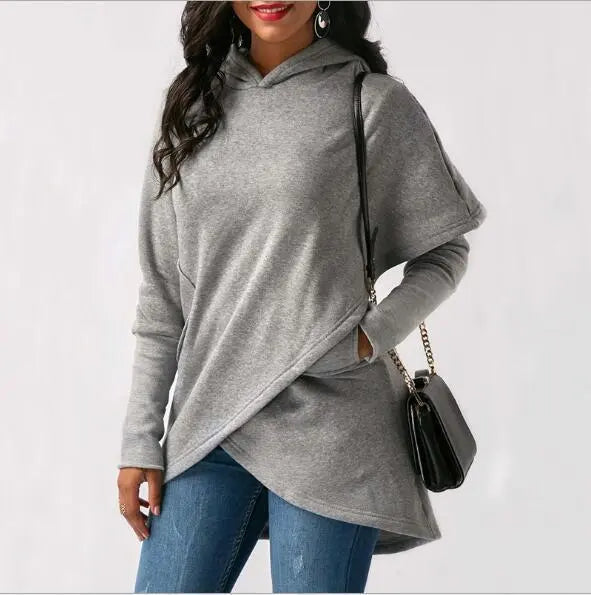 Autumn Winter Fleece Irregular Hoodie Sweatshirts null