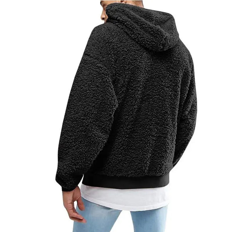 Autumn New Mens Warm Hoodie Fluffy Fleece Hooded Winter Sweatshirts Casual Long Sleeveless Sweatshirt Pullover Fashion null