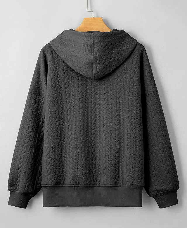 Twist Texture Solid Color Casual Hoodie Sweater Top null