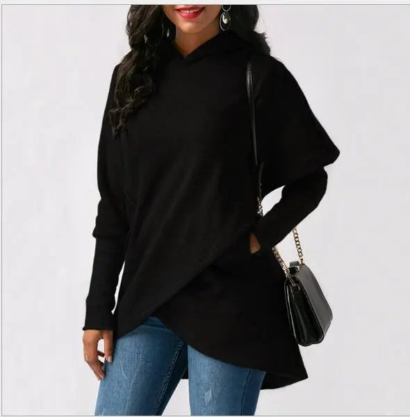 Autumn Winter Fleece Irregular Hoodie Sweatshirts null