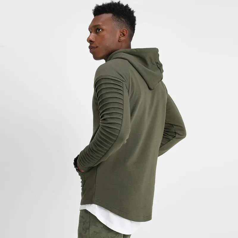 Mens Long Sleeve With Pleated Stripes Hoodies null