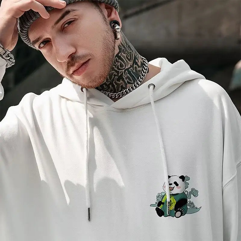 Mens Fashion Casual Loose Panda Print Sweatshirt null
