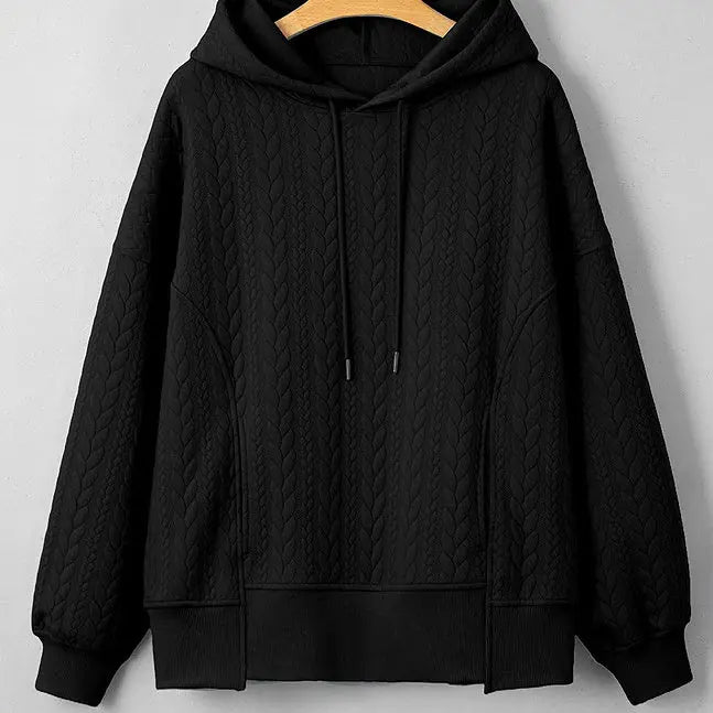 Twist Texture Solid Color Casual Hoodie Sweater Top null