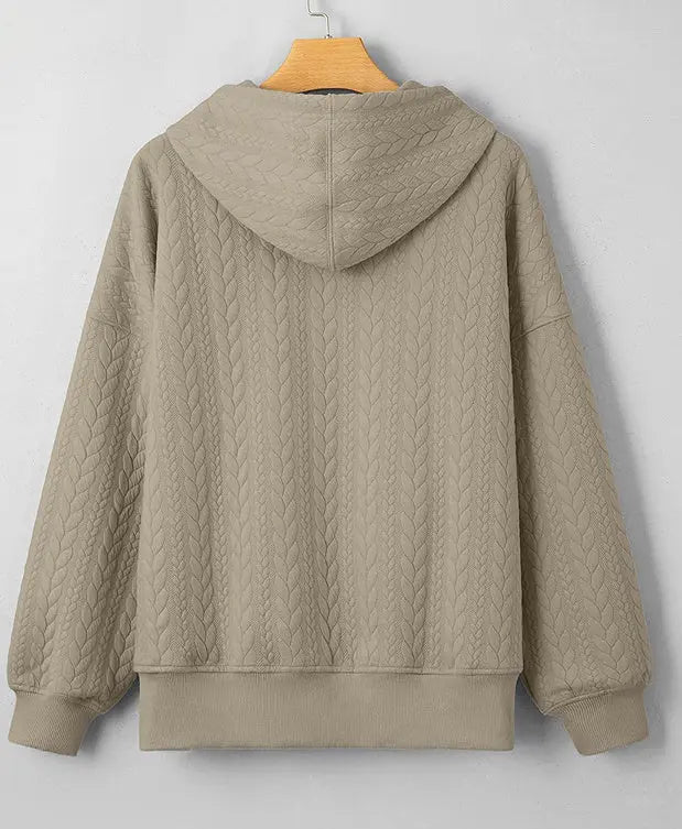 Twist Texture Solid Color Casual Hoodie Sweater Top null